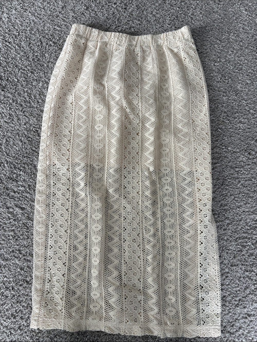 LOFT Cream Lace Midi Pencil Skirt